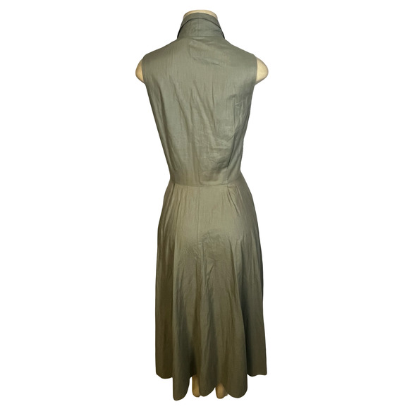 Rabbit Rabbit Rabbit Designs Dress Womens 8 Olive Button Front Midi Made USA - Picture 5 of 12